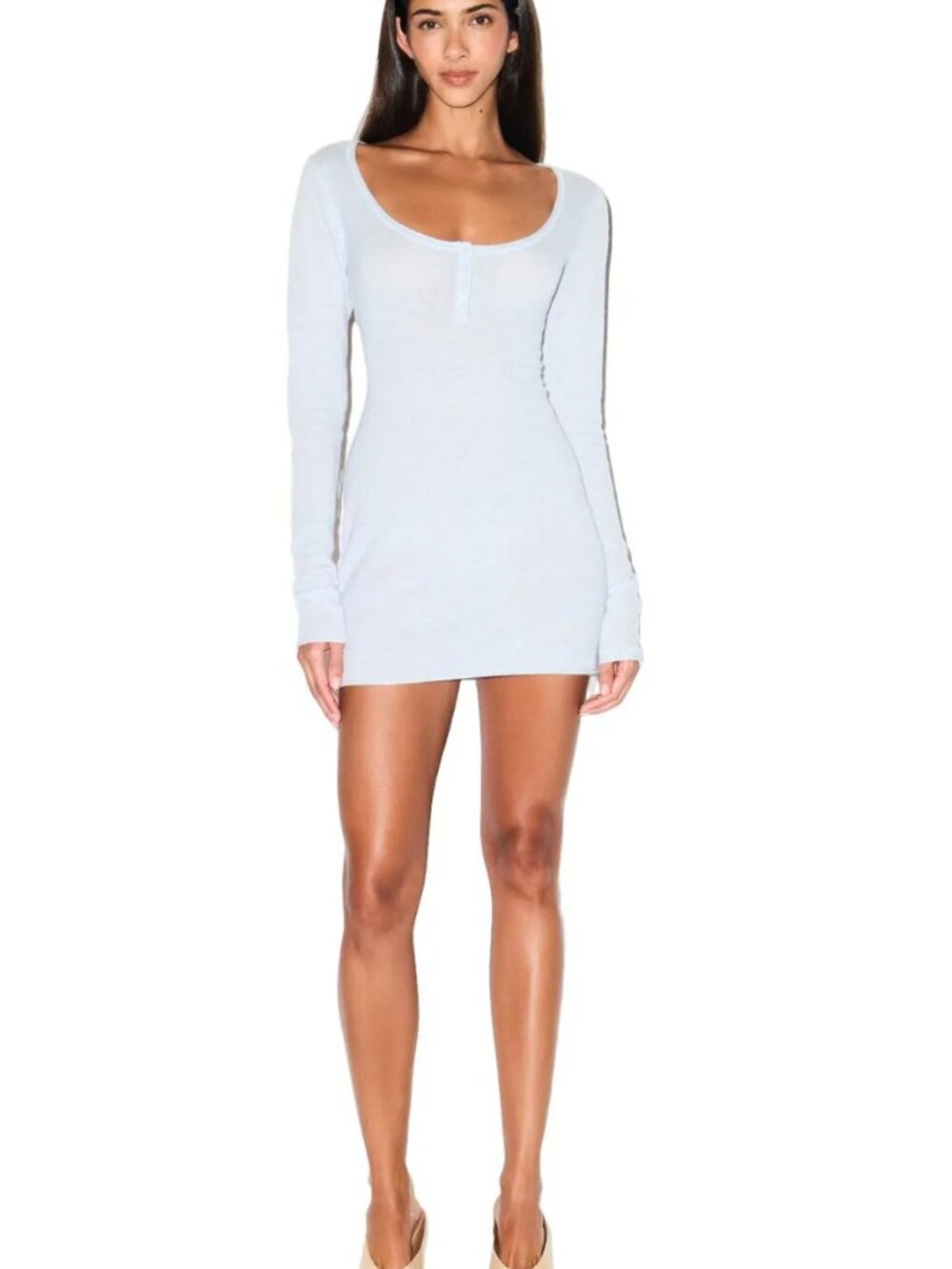 SKIMS  featherweight cashmere henley mini dress M NWT